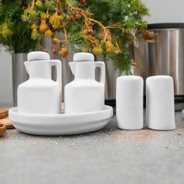 Imagem de Kit Galheteiro Porcelana com Saleiro e Paliteiro de Mesa - Ordalha