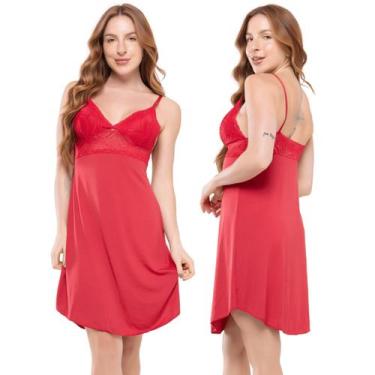 Imagem de Camisola Renda Luxo Moda Sensual Feminino Pijama Linha Noite Conforto 