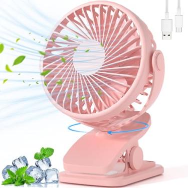 Imagem de BDXXJ Ventilador Portátil de Encaixe, Ventilador de Carrinho de Bebê com Rotação de 360° Operado Por Bateria, Mini Ventilador de Mesa Pessoal Silencioso de 3 Velocidades, Ventilado (E, Rosa)