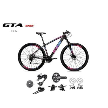 Imagem de Bicicleta Aro 29 Ksw Xlt Kit 2x9 Gta Sunrun Freio Disco K7 11/36 Pedivela 24/38d Garfo com Trava (Preto/Pink/Azul, 15)