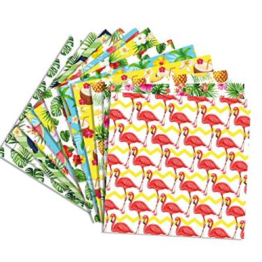 Imagem de Bloco de papel para scrapbook de abacaxi Havaí, bloco de papel para scrapbook de verão Aloha dupla face papel de cartão de cartão de scrapbooking flamingo melancia coco DIY fundo decorativo suprimentos de fabricação de cartões papel artesanal