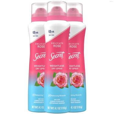Imagem de Secret Desodorante antitranspirante de spray seco para mulheres, proteção contra suor e odor sem peso 48 horas, suave na pele, aroma de rosa selvagem, 116 g (pacote com 3)