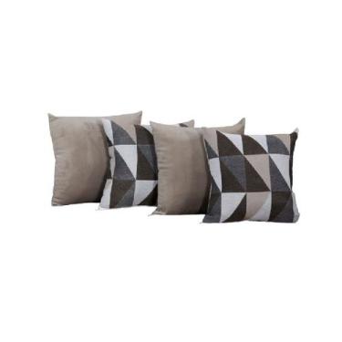 Imagem de Kit 4 Capas de Almofada 40cm x 40cm Jacquard Estampada Suede Lisa - Am