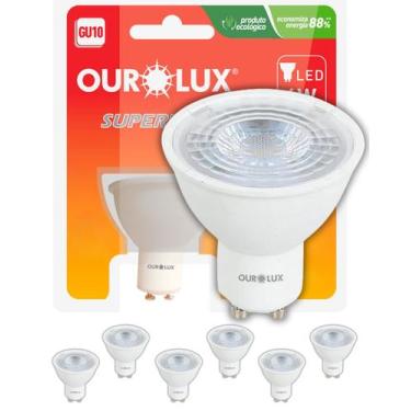 Imagem de 6 Lâmpadas LED Dicróica Ourolux 4w Gu10 Bivolt 2700K Cor da Luz Amarel