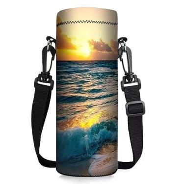 Imagem de ToLuLu Bolsa Para Garrafa De Água, Capa Isolante Neoprene 750Ml 25Oz Com Alça Ombro Ajustável, Hydroflask Stanley Iceflow, Sunset Beach