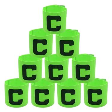 Imagem de Qimoo 10 Peças De Braçadeira Capitão Futebol Verde, Faixas Protetoras Elásticas Nylon Ajustáveis, Faixa C Para Braço Treinamento Esportivo Jovens E Adultos