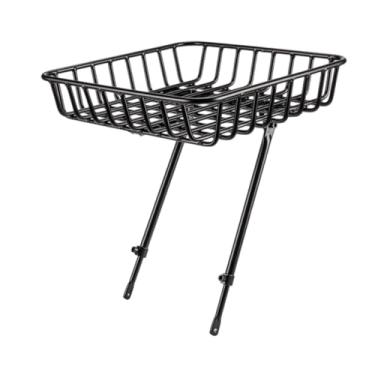 Imagem de menolana Cesta de bicicleta frontal, cesto de metal de fácil montagem, suporte de carga frontal para bicicleta, para ciclismo de estrada