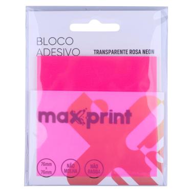 Imagem de Bloco Adesivo Transparente 76x76mm Rosa Maxprint 744905 Bloco Adesivo Transparente 76mmx76mm Rosa Maxprint 744905