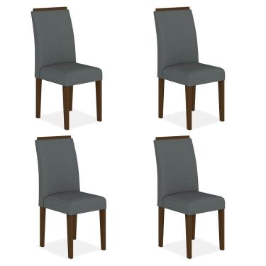 Imagem de Kit 4 Cadeiras Estofadas Londres Imbuia/cinza - Moveis Arapongas