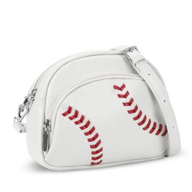 Imagem de Lonfliness Bolsa de beisebol de couro para mulheres, estampa de beisebol, bolsa tiracolo esportiva de couro vegano, bolsa de moedas de beisebol, bolsas de ombro para festas, itens essenciais para