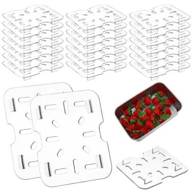 Imagem de AojSup Conjunto de 24 prateleiras de dreno de plástico – bandejas de drenagem de acrílico premium para panelas de alimentos de 1/6 tamanho (11,4 cm x 10 cm) - cozinha e uso comercial para frutas