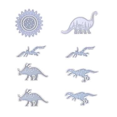 Imagem de Conjunto de moldes de resina de sino de vento de dinossauro faça você mesmo, kit de 33 peças com designs T-Rex e Triceratops, ferramentas de fabricação de sinos de vento de dinossauro, decorações de