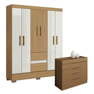 Imagem de Cômoda Sevilha Atacama E Guarda Roupa Casal Coimbra 2005138 Atacama Off White - Aramóveis