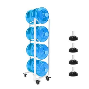 Imagem de Suporte de jarro de água de 5 galões com roda: Suporte de galão de água de 4 níveis para casa cozinha escritório academia garagem, suporte de água resistente organizador rack para garrafa de água de