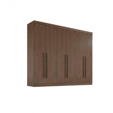 Imagem de Roupeiro 6 Portas 6 Gavetas Com Pés Da Vinci Plus - D` Doro Castanho