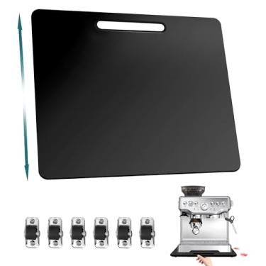 Imagem de Deslizador de eletrodomésticos de bambu, bandeja deslizante elegante para cafeteira e utensílios de cozinha pesados, bandeja de enrolar com rodas de borracha, tapete de bancada desliza facilmente sob