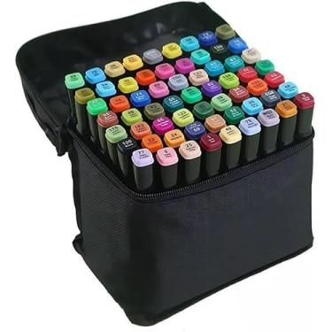 Imagem de Kit de Canetinhas com Ponta Dupla – Estojo com 60 Marcadores Permanentes Coloridos, Secagem Rápida – Ideal para Colorir, Desenho e Ilustração