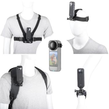 Imagem de TANSUO 10 acessórios de câmera de ação adequados para Insta360 X5/X4/X3/Ace Pro/X, suporte de cabeça, alça de peito, alça de pulso, suporte de clipe rápido e protetor de tampa de lente, compatível com