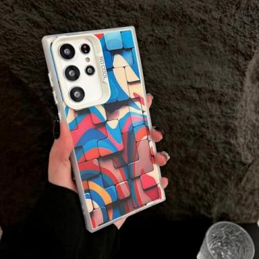 Imagem de MVVKKY para Samsung A56 Luxury Colorful Block Phone Case Pc Plating Cover (para Samsung A56/White CaiMoF)