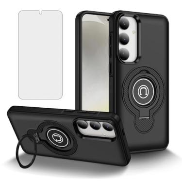 Imagem de Asuwish Capa de telefone para Samsung Galaxy S24/S25 5G com protetor de tela de vidro temperado Suporte magnético fino suporte rígido híbrido capa de celular de borracha robusta S 24 24S 25 25S G5