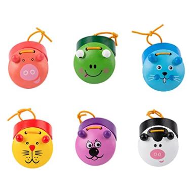 Imagem de Generic 6x Castanholas de Madeira para Animais, Desenvolvimento, Educação Infantil, Instrumentos Musicais para Bebês