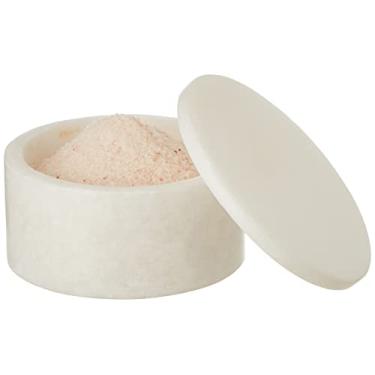 Imagem de Queenza Recipiente de sal de mármore branco e caixa de sal com tampa – Tigelas de sal e pimenta de 7,6 cm, Ramekins com tampas, suporte de sal Kosher