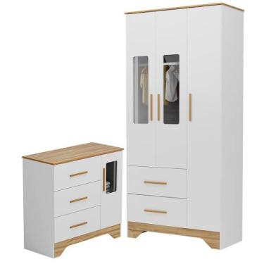 Imagem de Jogo de Quarto Infantil Popy Retrô Plus com Janelas Guarda Roupa e Côm