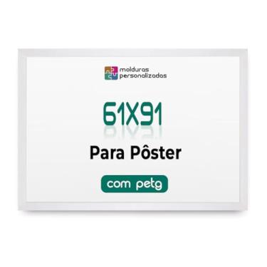 Imagem de Moldura 61x91 para Quadro Pôster Arte Painel Mapa com Proteção Petg (Branco)