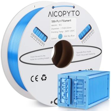Imagem de AICOPYTO Filamento De Pla Azul-Celeste Seda 1,75 Mm, Bobina 1 Kg Para Impressora 3D (2,2 Libras), Probabilidade Precisão Dimensional +/- 0,02 Adequado A Maioria Das Impressoras Fdm.