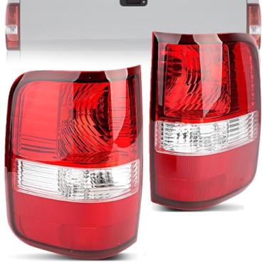 Imagem de Par de lanternas traseiras, compatível com Ford F150 XL XLT FX2 FX4 STX Lariat Limited King Ranch F-150 2004-2008, substitui 5L3Z13405CA 5L3Z13404CA Luzes traseiras de freio reverso, seta traseira
