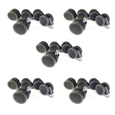Imagem de 5 KIT Rodizio 5 Unidade Anti-Risco PU para Cadeira Escritório 65mm - G