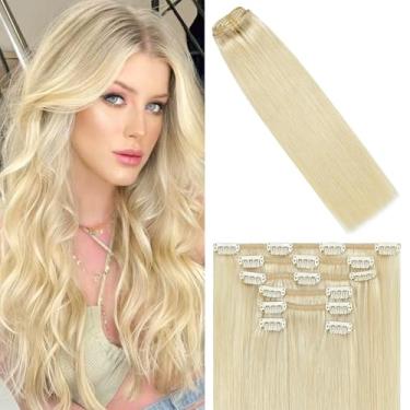 Imagem de WindTouch Extensões de cabelo com clipe - 85 g Platinum Blonde, 7 peças, 45,7 cm, cabelo humano real liso e macio