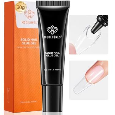Imagem de modelones Cola Em Gel Sólida Para Unhas, 30G De Cola Em Gel Para Unhas Com Pontas Transparentes, Adesivo Super Forte Para Extensões De Acrílico, Pontas Postiças De Pressão, Cura Uv Necessária, Ades