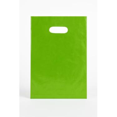 Imagem de Sacola Plástica Boca de Palhaço/Alça Vazada, 25x35, Diversas Cores (Verde)