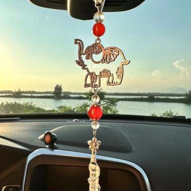 Imagem de Berloque de carro pendurado, acessórios de pendurar para espelho retrovisor, decoração de cristal, pedras, ornamento, decoração de carro para mulheres, acessórios de cristal de cura (elefante