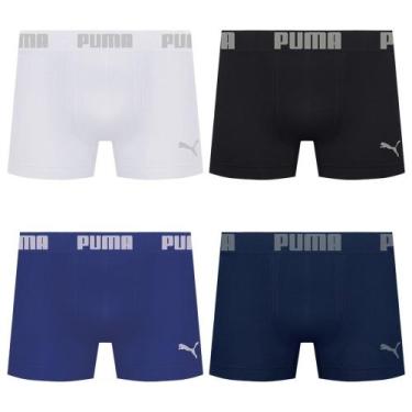 Imagem de Kit 4 Cuecas Puma Boxer Sem Costura Masculina, Preto, Branco, M