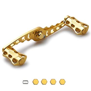 Imagem de HEIGHTEN Cabo de molinete de pesca de 95 mm/110 mm para Shimano Daiwa Abu Garci Penn Kastking Lew's Baitcasting Reel Power Crank Acessório (ouro, alça de 95 mm e botão de 22 mm) (0201)