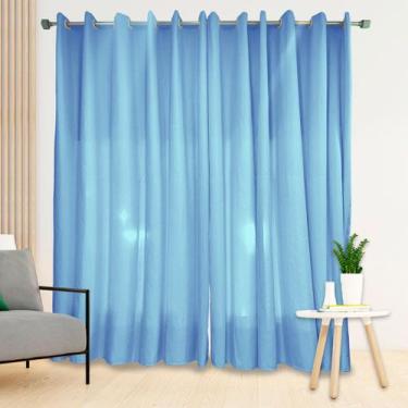 Imagem de Cortina Manu 3.00m x 2.50m Decorativa Micro Percal Ilhós Branco Sala Q