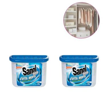 Imagem de Kit 2 evita mofo bolor guarda roupa sanol original 100g desumidificado