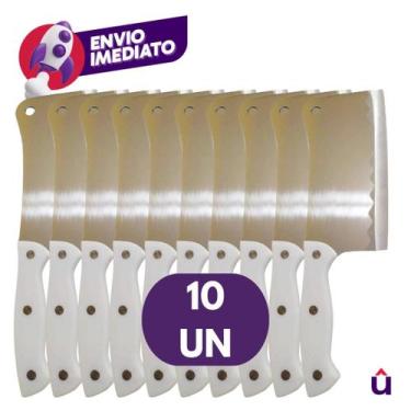 Imagem de Kit Cutelo Machadinha Inox 6 Profissional Chef Facão Cozinha Açougueir