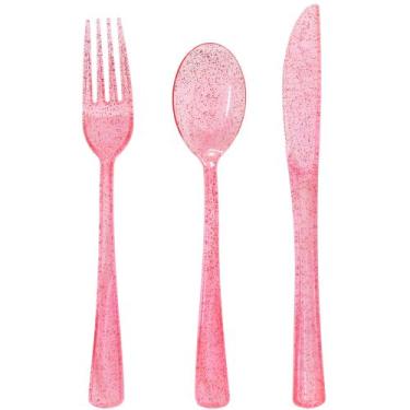 Imagem de Conjunto de talheres joy akkess Pink Plastic 150 unidades - 50 garfos,