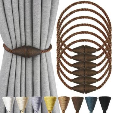 Imagem de Curtain Tiebacks Nieffeiy Magnetic Coffee, pacote com 6