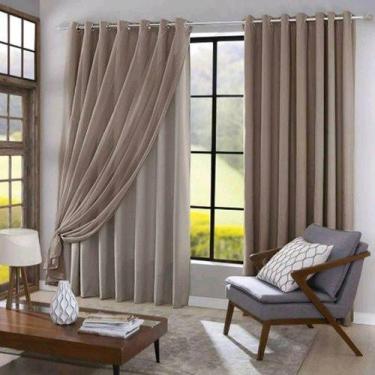 Imagem de Cortina Voil Com Forro Blecaute 4.00x2.5 Para Sala Ou Quarto - B&D Art