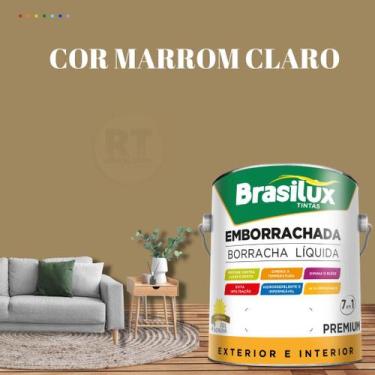 Imagem de Tinta Borracha Líquida Cor Marrom Para Parede 3,2l Acrílica Lavável An