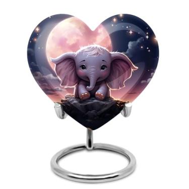 Imagem de KARYLIZ Urna funerária de elefante para cinzas para mulheres - Urnas de cremação funerária para homens - Lembrança para mulheres adultas - Urna humana para homem - Urnas pequenas de coração para