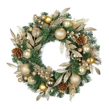 Imagem de UGPLM Guirlanda de Natal, decoração de Natal, 61 cm, presente realista com bolas, enfeite, guirlanda artificial para festa, feriado, casa, fazenda