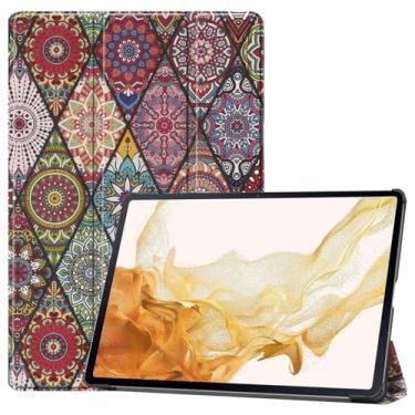 Imagem de Gylint Capa para Samsung Galaxy Tab S10 FE / S9 FE 5G 10,9 polegadas/S9 11 polegadas, capa dobrável de couro PU ultrafino com mandala hibernar/despertar automática