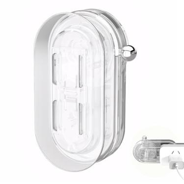 Imagem de ReignSword Suporte de régua elétrica para montagem na parede, suporte autoadesivo para tomada móvel de mesa com ventosa, soquete fixador de mesa para cozinha, escritório em casa (transparente)