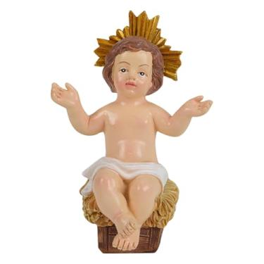 Imagem de KiBcsLic Estatueta de Menino Jesus com, Artesanato, Estátua Colecionável de Natividade, Cristo Menino Pintado para Sala de Estar, Decoração de Natal e, S