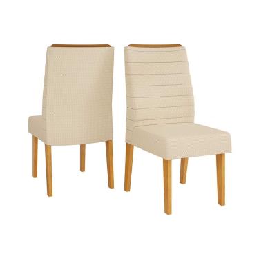 Imagem de Kit 2 Cadeiras de Cozinha Ondina 2 Un Cedro/Linho Neve - DJ Móveis